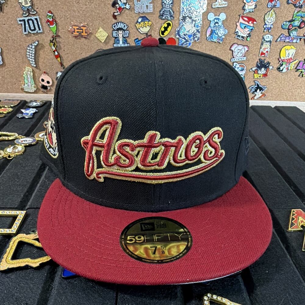 New Era 59FIFTY Houston Astros Black/Red 40 Anniversary Side Patch Size 7 5/8